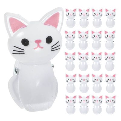 BESTonZON 24-Piece Plastic Sealing Clips with Cheerful Cat Design for Food and Documents at Home and Office