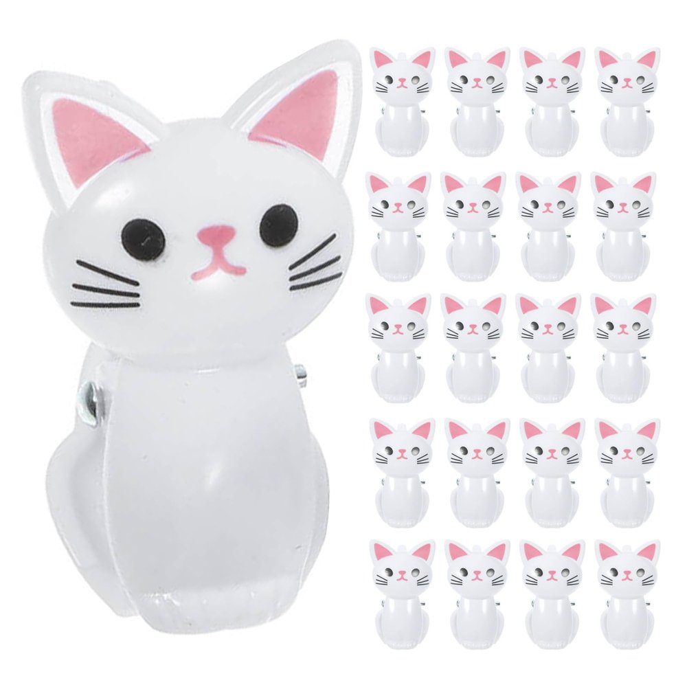 BESTonZON 24-Piece Plastic Sealing Clips with Cheerful Cat Design for Food and Documents at Home and Office