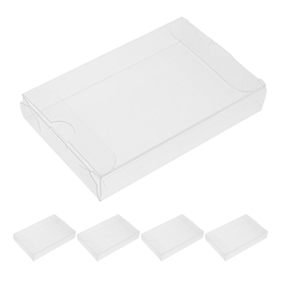 Generic Cassette Storage Boxes, 5-Pack, Transparent Plastic Cases, Dustproof, Stackable Design, 30-Micron Material