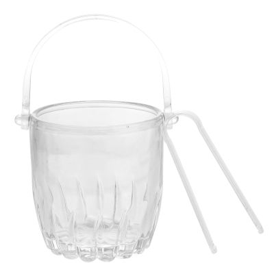 BESPORTBLE Transparent Glass Ice Bucket with Handle and Tongs, Stylish Design for Restaurants and Home