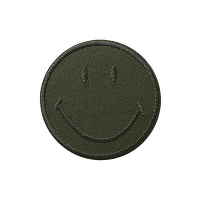 Mono Quick Smiley Patch - Iron-On or Sew-On, 5 x 5 cm (Green)
