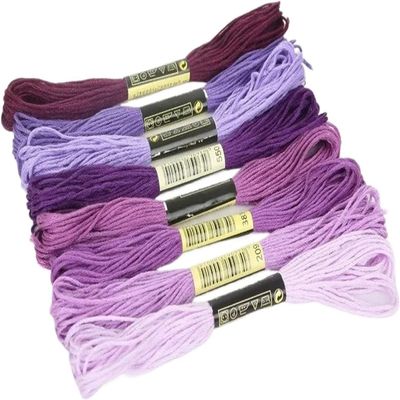ININOSNP Cotton Yarn and Embroidery Thread Set, Cross-Stitch, Knitting and Sewing Accessories (Purple Series, 8 Pieces)