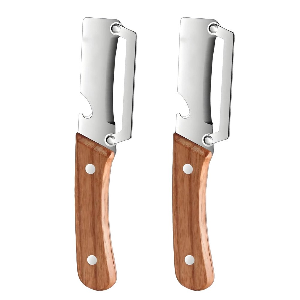 Stainless Steel Vegetable Peelers with Bottle Opener, 2-in-1 Julienne Cutter & Peeler for Fruits & Vegetables (2-Pack) (A)