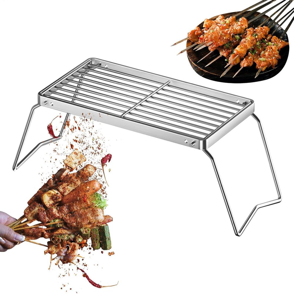 Portable Folding Grill Stand, 47.7 cm Metal Cooking Rack
