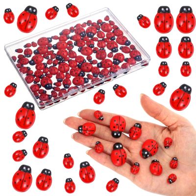 HJZHII 100 Pcs Mini Ladybug Wood