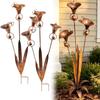 KOBONA Three Calla Lily Garden Stake, 2026 Flame-Finished Copper Sculpture with Bells, Handmade 61 cm Tall Flower Stake in Rustic Copper Look view 1