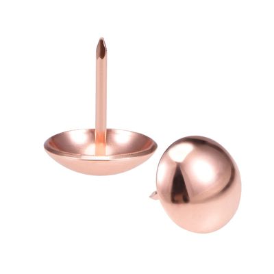OIFAODAO Upholstery Nails, Pushpins for Furniture, 15 Pieces, 19 mm x 23 mm, Antique Round Rose Gold Tone