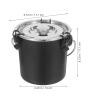 Kisangel Black Round Stainless Steel Charcoal Bucket with Airtight Lid view 2