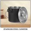 Kisangel Black Round Stainless Steel Charcoal Bucket with Airtight Lid view 3