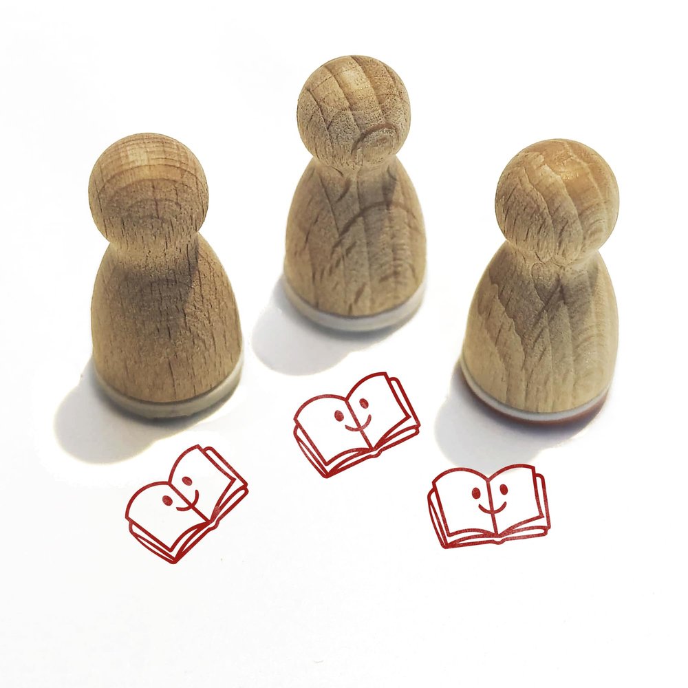 Stemplino Mini Stamp: Book with Smiley 12 mm
