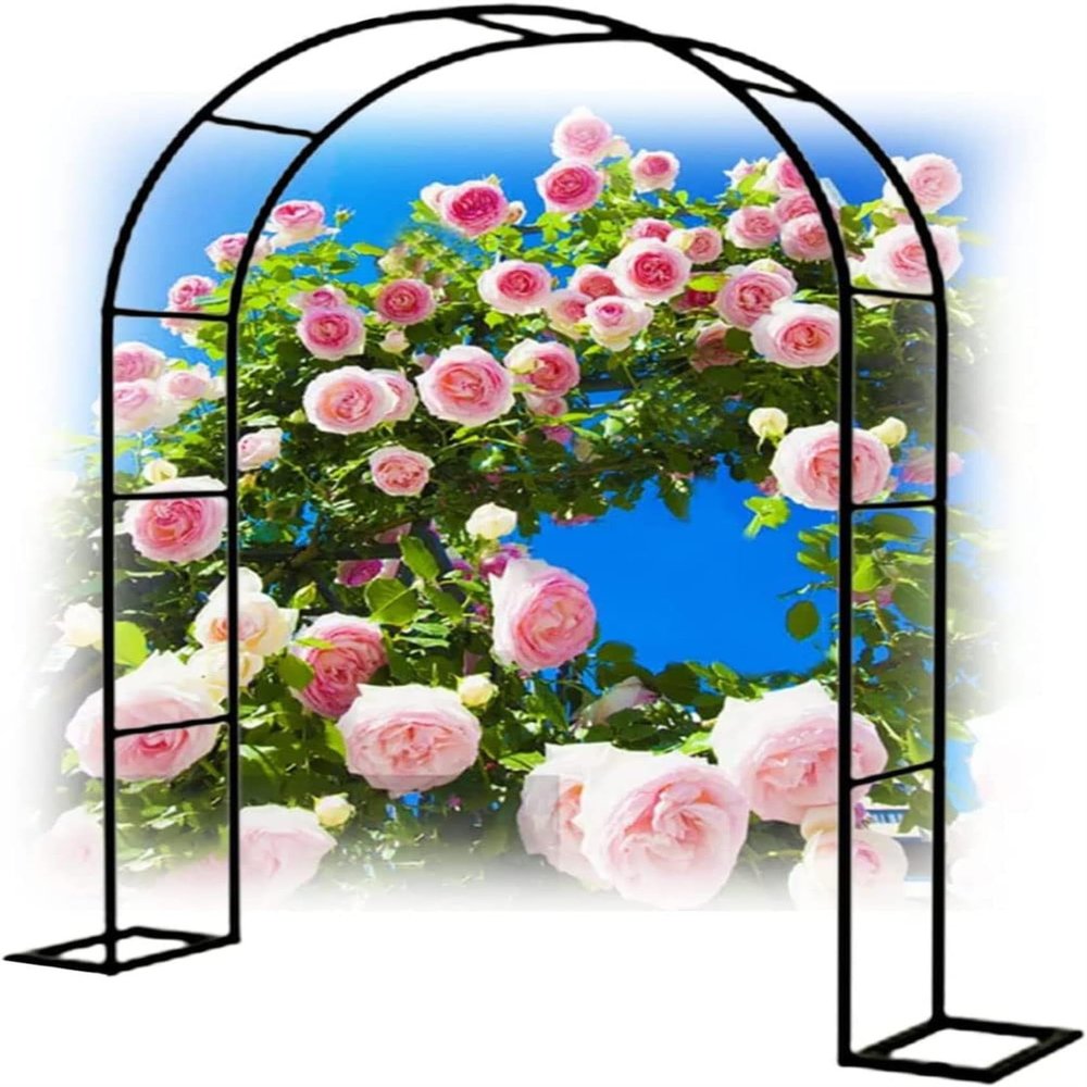 Metal Garden Arch, Wedding Arch, 120/140/180/240/300/350 cm, Climbing Plant Support, Black, W 1.4 m