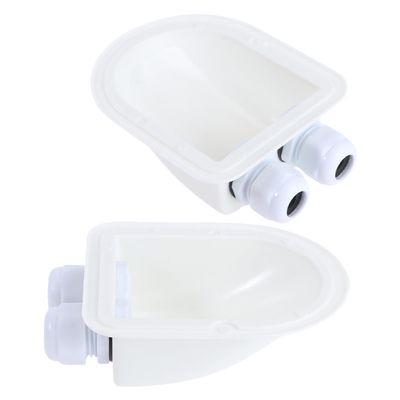Housoutil Weatherproof White ABS Solar Cable Entry with Double Opening, Splashproof Design, 2-Pack