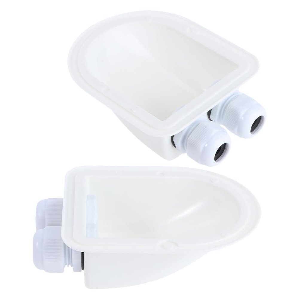 Housoutil Weatherproof White ABS Solar Cable Entry with Double Opening, Splashproof Design, 2-Pack