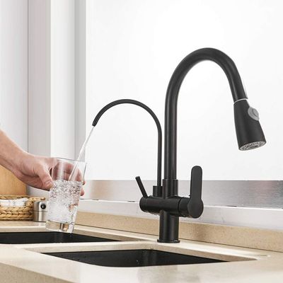 SaryEdge Pull-Down Kitchen Faucet, Matte Black, with Water Filter