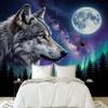 PaxGloz Wolf Starry Galaxy Sky Aurora Forest 3D Nonwoven Photo Wallpaper, 450 x 315 cm (W x H) view 4
