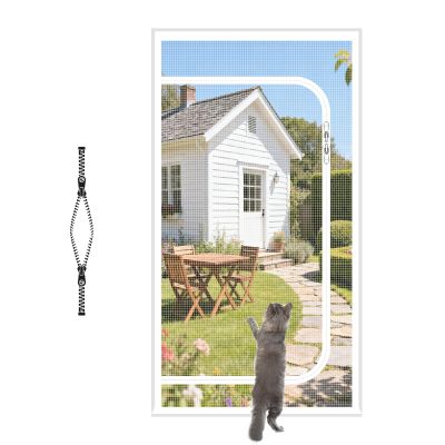 akgao Reinforced Cat Screen Door, Insect Screen, 125 x 210 cm, White