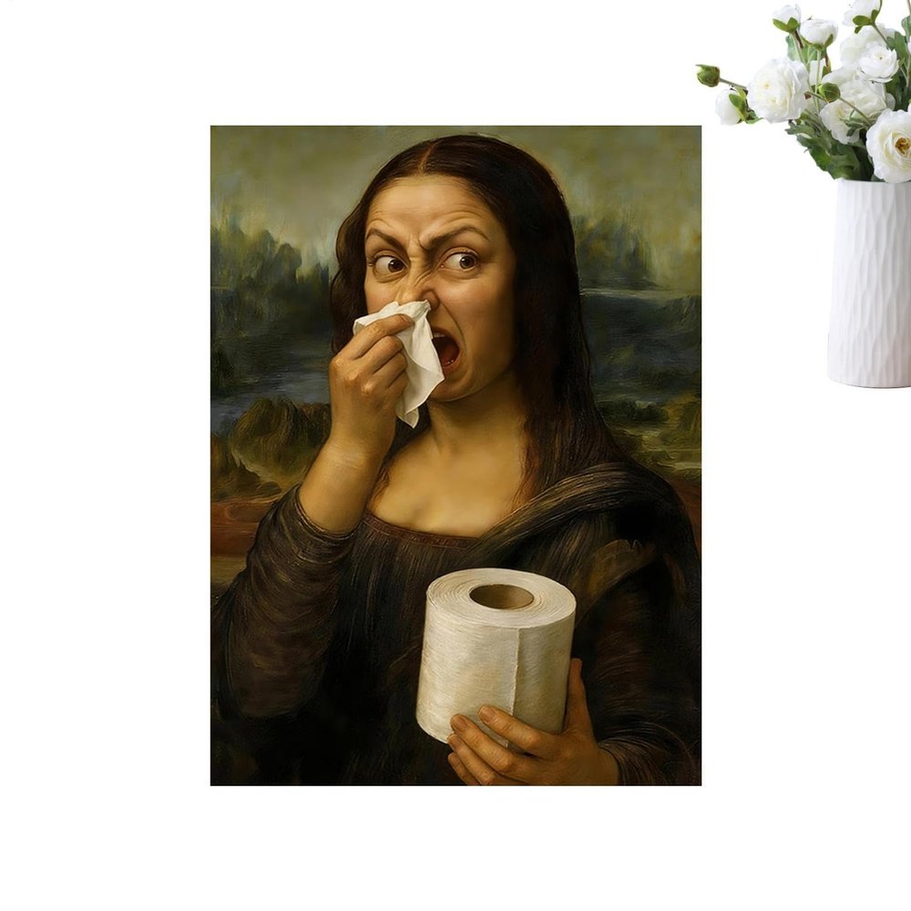 Mona Lisa Bathroom Art - 30 x 40 cm Canvas Poster