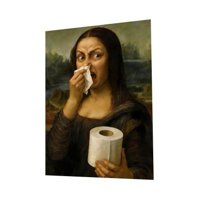 Funny Mona Lisa Bathroom Art, 30 x 40 cm Canvas Print