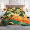 3D Sunset Beach Palm Tree Comforter Set, 220 x 240 cm, 4 Seasons view 1