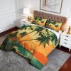 3D Sunset Beach Palm Tree Comforter Set, 220 x 240 cm, 4 Seasons view 2