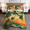 3D Sunset Beach Palm Tree Comforter Set, 220 x 240 cm, 4 Seasons view 4