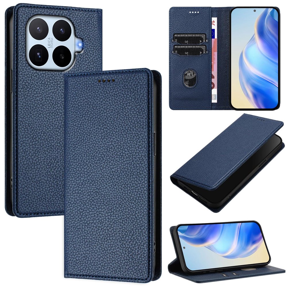 XINYEXIN PU Leather Folio Case for Xiaomi 17T Pro 5G, Dark Blue