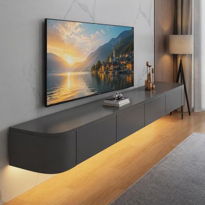 FGNIXLN Wall-Mounted TV Console, 120–300 cm, Gray LED
