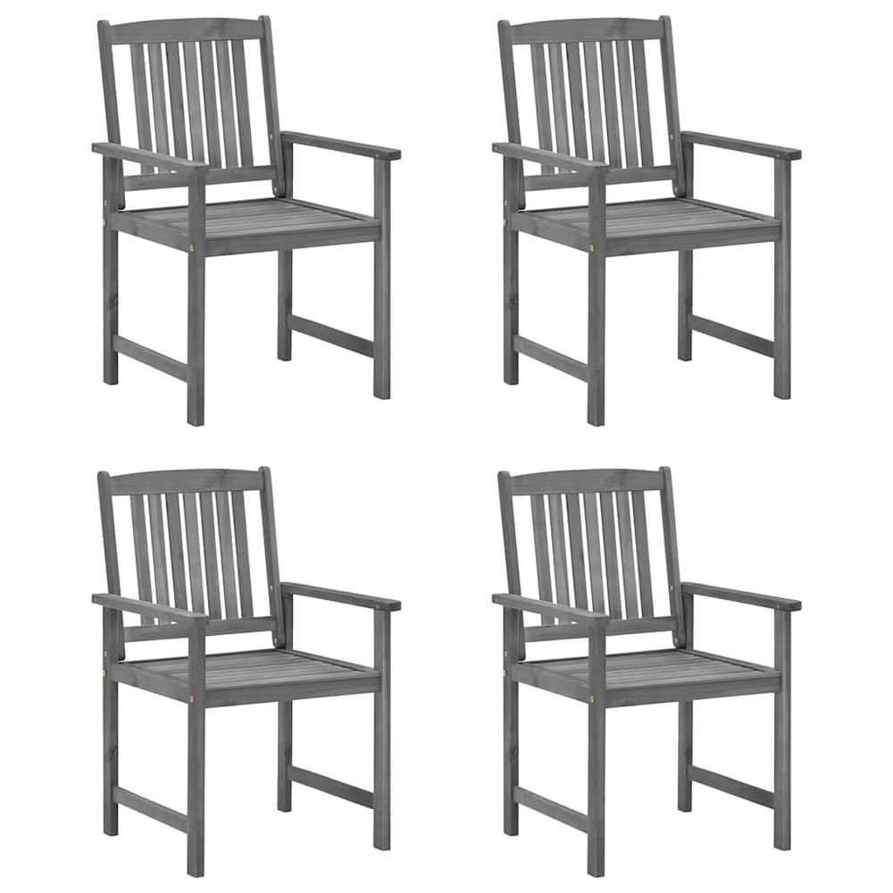 YUTAASU 4-Piece Gray Garden Chair Set with Cushions