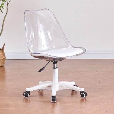 Transparent Acrylic Desk Chair with Casters, Armless, 360° Swivel, Height-Adjustable
