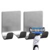 Jtxcreate Shower Razor Holder | 2 Self-Adhesive Wall Hooks - Stainless Steel Razor Hangers for Home, Bathroom, Kitchen, Tiles, Glass Doors, and Corners view 1