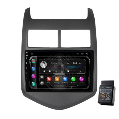 8-Core 9-inch 32GB Android 14 Car Stereo for Chevrolet Aveo 2011–2015, DAB+ Radio, CarPlay, GPS Navigation, HD Touchscreen, Bluetooth, Wi-Fi, FM Radio, Steering Wheel Control, USB (8GB RAM + 128GB ROM)