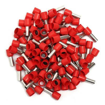 ZDVHOMCB 100 Red Copper Wire Crimp Connectors, Insulated Pin Cord End Terminals, AWG 18