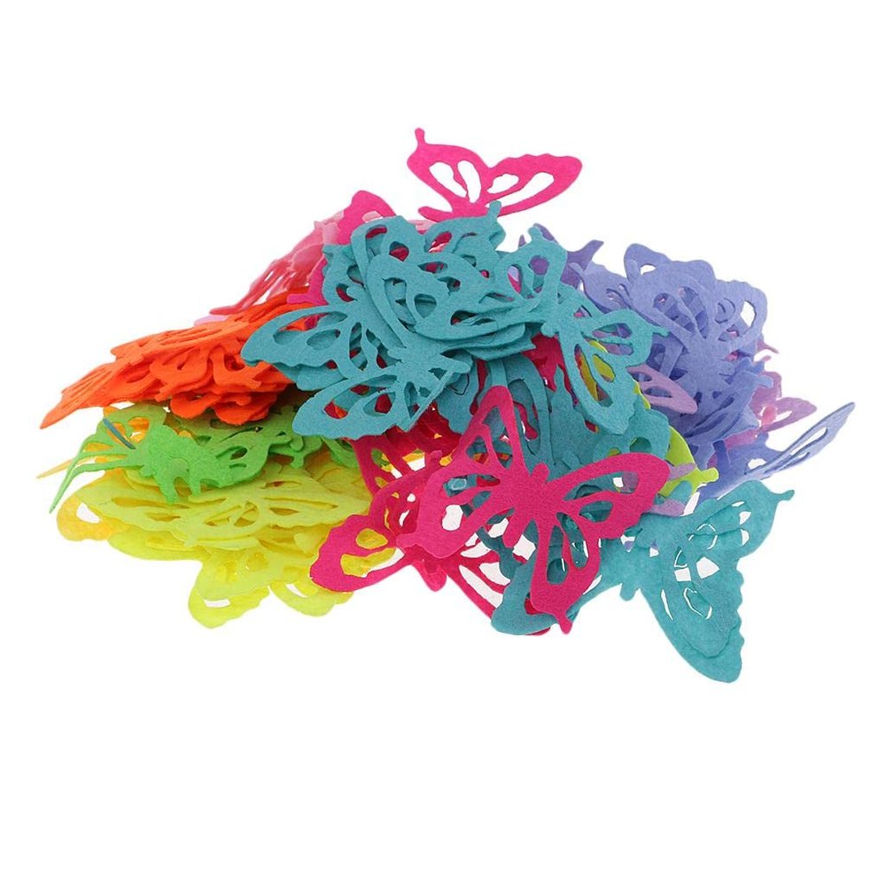 Sclmgo 100-Piece Butterfly Shaped Felt Pieces for Scrapbooking