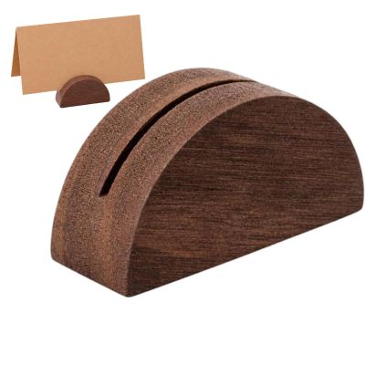 Wooden Table Card Holder, Half-Round Design