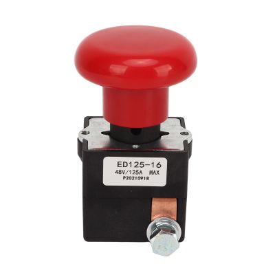 Saluaqui ED125-16 Emergency Stop Switch, 48 V, 125 A, Metal Alloy, for Forklifts