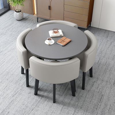 Small Dining Set for 4, Round Kitchen Table with 4 Chairs, 80 x 80 x 75 cm