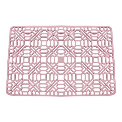 Sponge Mat, Silicone, Kitchen Splash, Heat Resistant -40°C to 220°C, Perforated Design, Quick Draining, Non-Slip, Scratch Resistant, Dishwasher Safe, Insulating, 40 x 27 cm, Pink