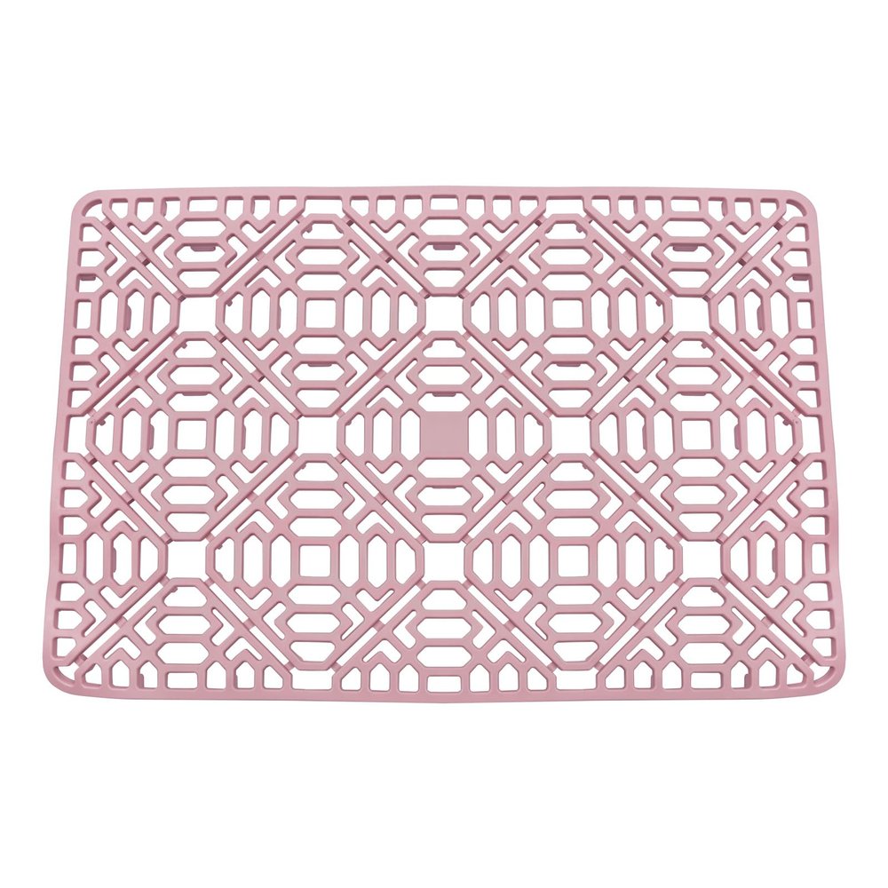 Sponge Mat, Silicone, Kitchen Splash, Heat Resistant -40°C to 220°C, Perforated Design, Quick Draining, Non-Slip, Scratch Resistant, Dishwasher Safe, Insulating, 40 x 27 cm, Pink