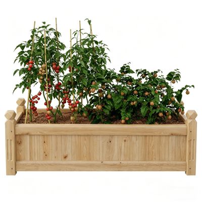 Rectangular Wooden Raised Garden Bed, 110 x 40 x 35 cm, Yellow