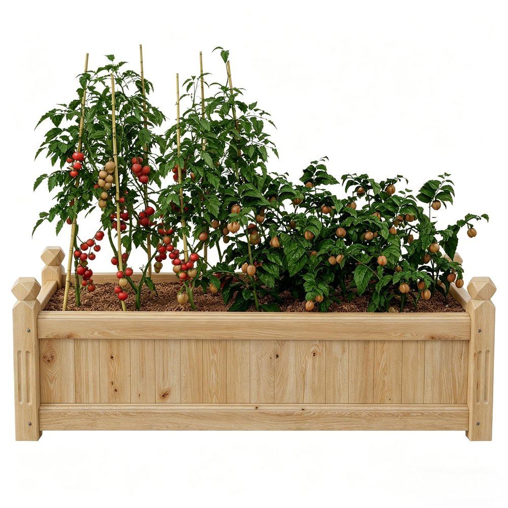 Rectangular Wooden Raised Garden Bed, 110 x 40 x 35 cm, Yellow