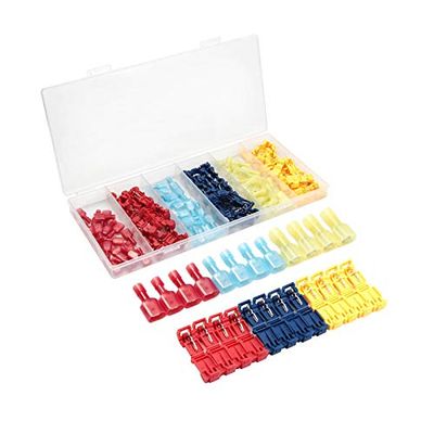 HSMXNEONJB 120-Piece Insulated Male Quick-Disconnect Terminal Set, T-Tap Wire Connectors