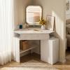 TUKAILAI Corner Vanity Table with Mirror, LED Lighting, Outlets and Movable Cabinet view 1