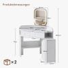 TUKAILAI Corner Vanity Table with Mirror, LED Lighting, Outlets and Movable Cabinet view 2