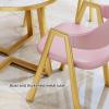 Generic Reception Counter, Negotiation Table, Round Retro-Style Furniture Table with PU Leather Chair and Metal Legs, Yellow view 2