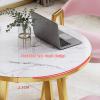 Generic Reception Counter, Negotiation Table, Round Retro-Style Furniture Table with PU Leather Chair and Metal Legs, Yellow view 4