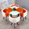Reception Desk, Negotiation Table, Square/Round Dining Table and 4-Chair Set for Lounge or Living Room, Dark Orange view 1