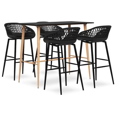 Mokuyary 5-Piece Garden Bar Set, Black