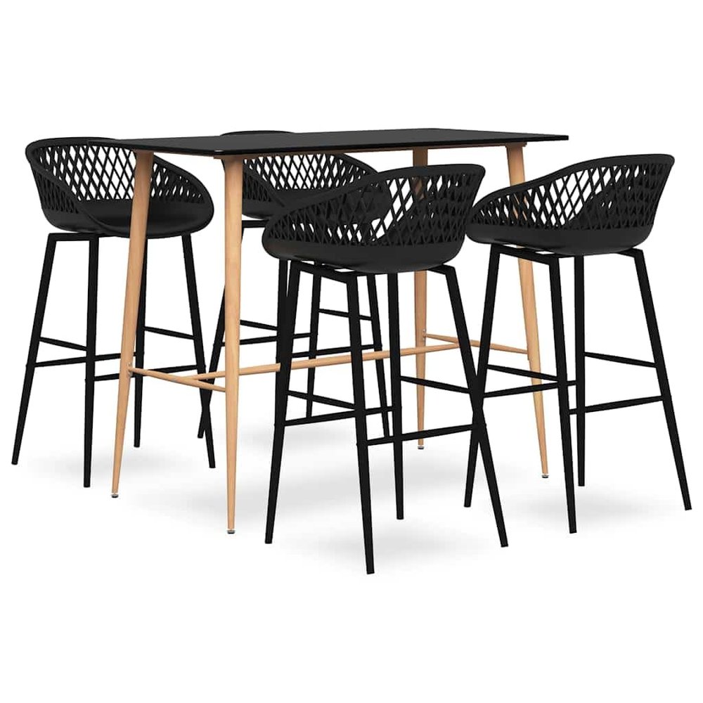 Mokuyary 5-Piece Garden Bar Set, Black