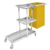 Sturdy Stainless Steel Cleaning Cart with Broom and Mop Holder for Hotels, Supermarkets, and Offices view 1