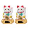 Agatige 2-Pack Solar-Powered Waving Lucky Cats, White, 3.15 x 1.77 x 1.77 in view 1